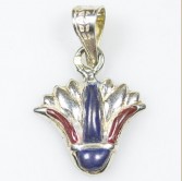 Silver Lotus Flower Pendant with Natural Blue and Red Stones